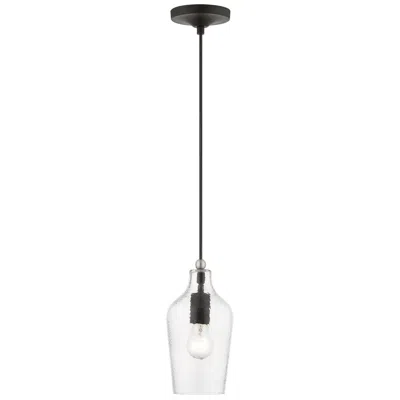 Livex Lighting 1 Light Black With Brushed Nickel Accent Mini Pendant In Multi