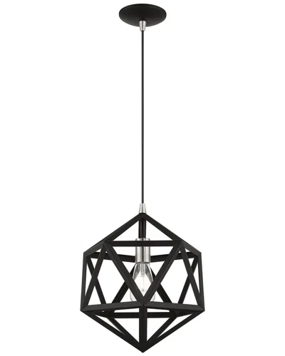 Livex Lighting 1 Light Black With Brushed Nickel Accents Pendant