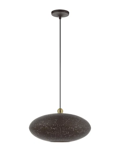 Livex Lighting 1-light Bronze With Antique Brass Accents Pendant