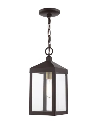 Livex Lighting 1-light Bronze With Antique Brass Cluser Outdoor Pendant Lantern