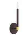 Livex Lighting 1-light Bronze With Satin Brass Accents Sconce In Bronze
