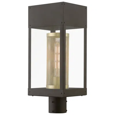 Livex Lighting 1 Light Bronze With Soft Gold Candle Outdoor Post Top Lantern
