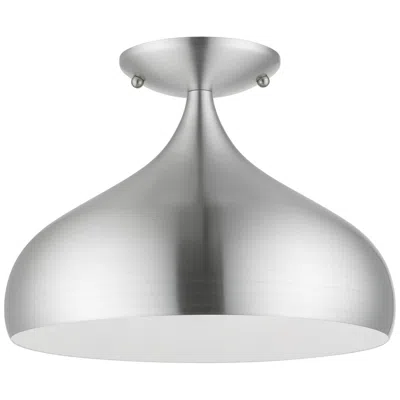 Livex Lighting 1 Light Brushed Aluminum Semi-flush