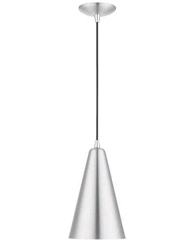 Livex Lighting 1 Light Brushed Aluminum With Polished Chrome Accents Mini  Pendant In Silver