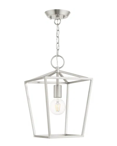 Livex Lighting 1-light Brushed Nickel Convertible Semi Flush Lantern In Metallic