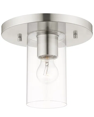Livex Lighting 1-light Brushed Nickel Flush Pendant In Metallic