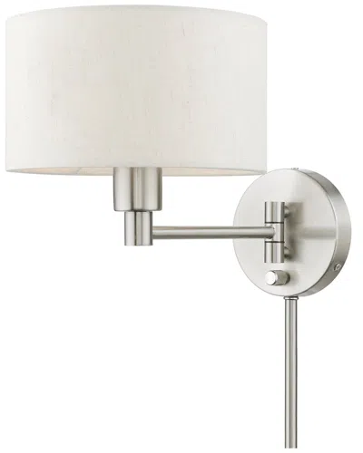 Livex Lighting 1 Light Brushed Nickel Swing Arm Wall Lamp In White