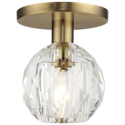 Livex Lighting 1 Light Natural Brass Crystal Semi-flush