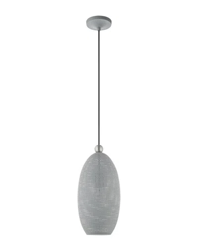 Livex Lighting 1-light Nordic Gray With Brushed Nickel Accents Pendant In Grey