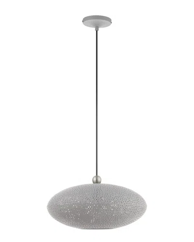 Livex Lighting 1-light Nordic Gray With Brushed Nickel Accents Pendant In Grey