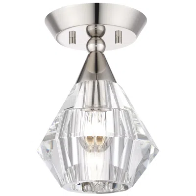 Livex Lighting 1 Light Polished Nickel Crystal Semi-flush