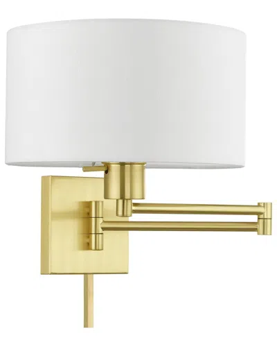 Livex Lighting 1 Light Satin Brass Swing Arm Wall Lamp In Gold