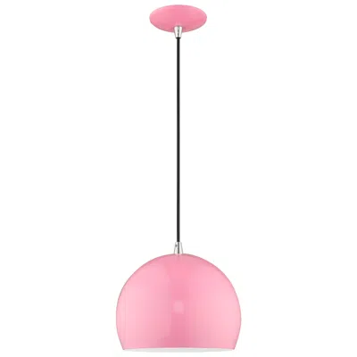 Livex Lighting 1 Light Shiny Pink Mini Pendant