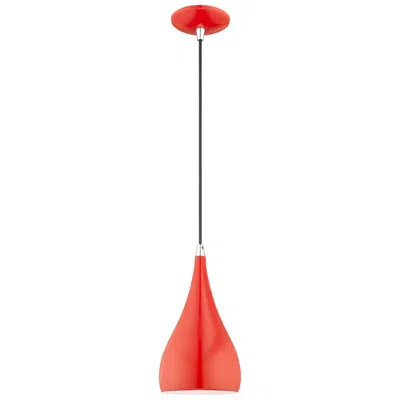 Livex Lighting 1 Light Shiny Red Mini Pendant