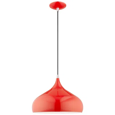 Livex Lighting 1 Light Shiny Red Mini Pendant
