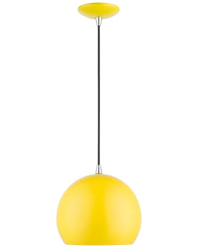 Livex Lighting 1 Light Shiny Yellow With Polished Chrome Accents Globe Pendant