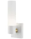 Livex Lighting 1 Light Textured White Ada Single Sconce With Antique Brass  Accent
