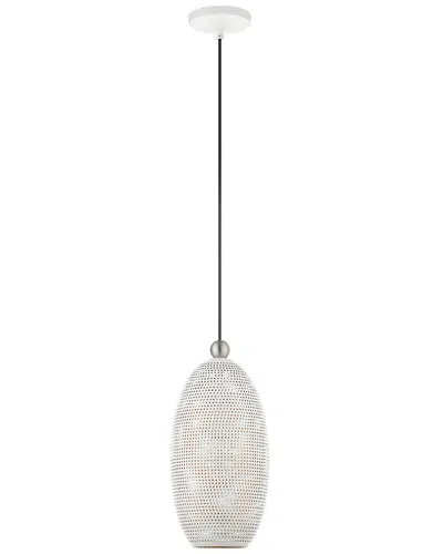 Livex Lighting 1-light White With Brushed Nickel Accents Pendant In Animal Print