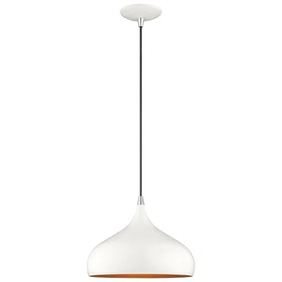 Livex Lighting 12" Wide 1-light Shiny White Modern Mini Pendant