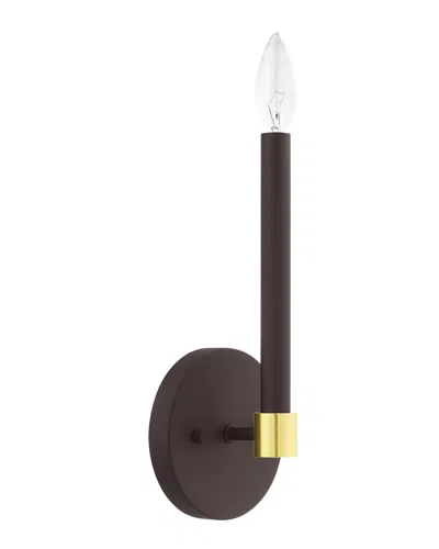 Livex Lighting 1-light Bronze With Satin Brass Accents Sconce In Brown