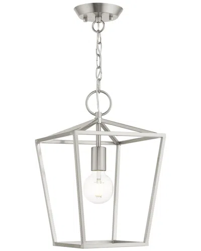 Livex Lighting 1-light Brushed Nickel Convertible Semi Flush Lantern In Silver
