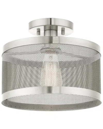 Livex Lighting 1-light Brushed Nickel Semi Flush Pendant In Metallic