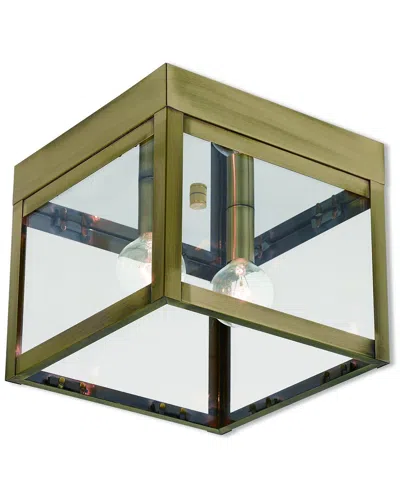 Livex Lighting 2-light Antique Brass Outdoor Ceiling Mount In Metallic