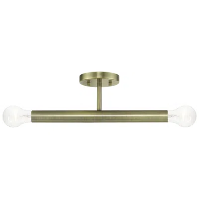 Livex Lighting 2 Light Antique Brass Semi-flush