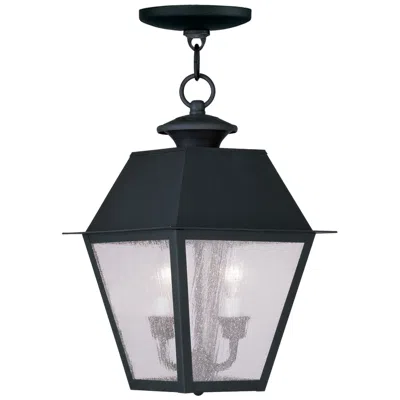 Livex Lighting 2 Light Black Outdoor Pendant Lantern