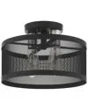 Livex Lighting 2-light Black With Brushed Nickel Accents Semi Flush Pendant In Black