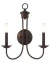 Livex Lighting 2 Light Bronze Double Sconce In Black