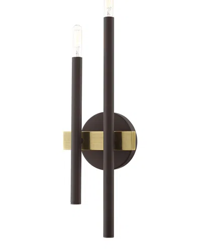 LIVEX LIGHTING LIVEX LIGHTING 2-LIGHT BRONZE WITH ANTIQUE BRASS ACCENTS SCONCE