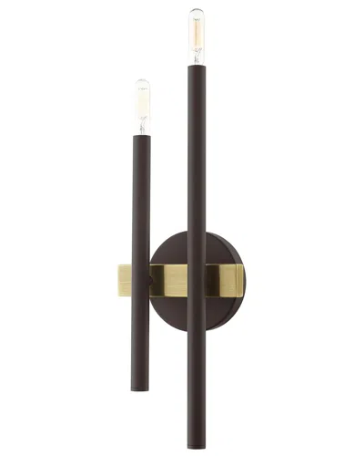 Livex Lighting 2-light Bronze With Antique Brass Accents Sconce In Multi