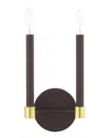 Livex Lighting 2-light Bronze With Satin Brass Accents Sconce In Bronze