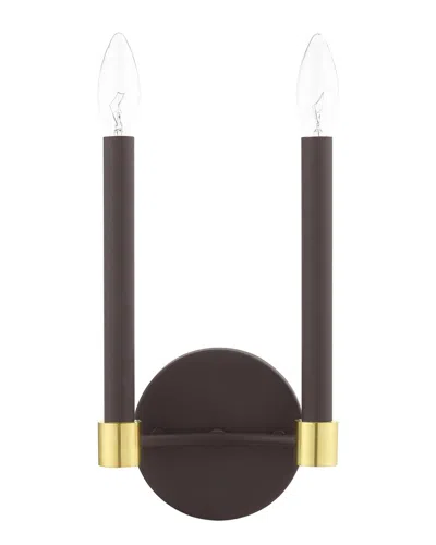 Livex Lighting 2-light Bronze With Satin Brass Accents Sconce