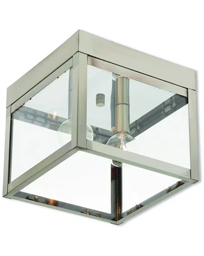 Livex Lighting 2-light Brushed Nickel Outdoor Ceiling Mount In Metallic