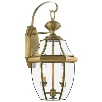 Livex Lighting 20 1/2" High 2-light Antique Brass Outdoor Wall Lantern
