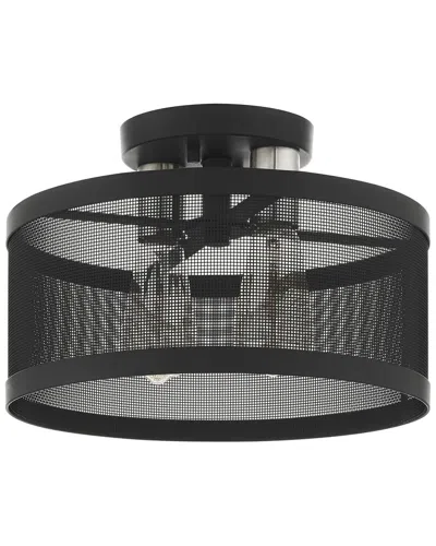 Livex Lighting 2-light Black With Brushed Nickel Accents Semi Flush Pendant