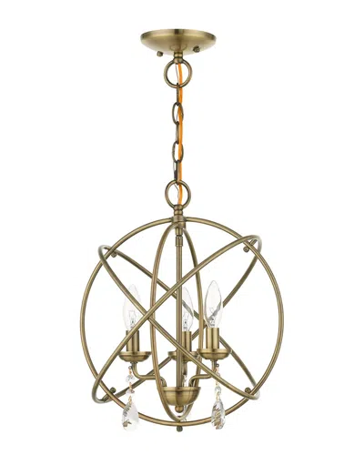 Livex Lighting 3-light Antique Brass Convertible Chandelier Semi Flush In Metallic