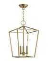 Livex Lighting 3-light Antique Brass Convertible Semi Flush Lantern In Metallic