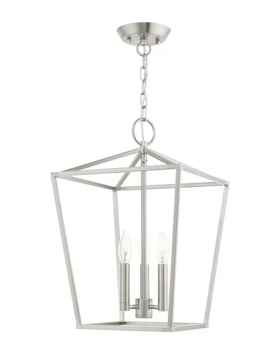 Livex Lighting 3-light Antique Brass Convertible Semi Flush Lantern In Metallic