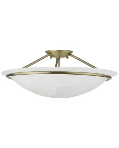 Livex Lighting 3 Light Antique Brass Large Semi-flush In Gold