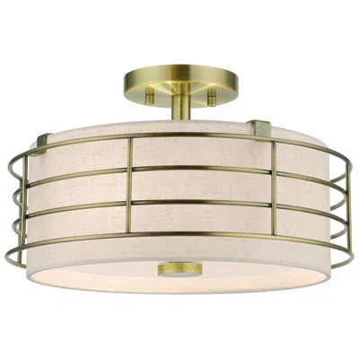 Livex Lighting 3 Light Antique Brass Large Semi-flush