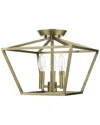 Livex Lighting 3 Light Antique Brass Square Semi-flush