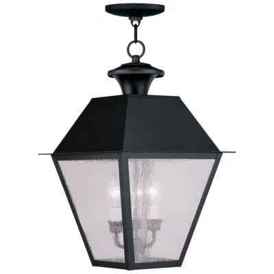 Livex Lighting 3 Light Black Outdoor Pendant Lantern