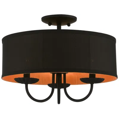 Livex Lighting 3 Light Black Semi-flush Mount
