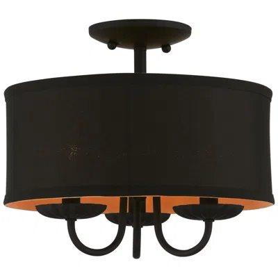 Livex Lighting 3 Light Black Semi-flush Mount