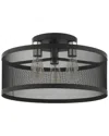 Livex Lighting 3-light Black With Brushed Nickel Accents Semi Flush Pendant In Black