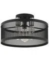 Livex Lighting 3-light Black With Brushed Nickel Accents Semi Flush Pendant In Black