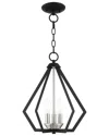 Livex Lighting 3-light Black With Brushed Nickel Cluster Convertible Semi Flush Pendant In Black